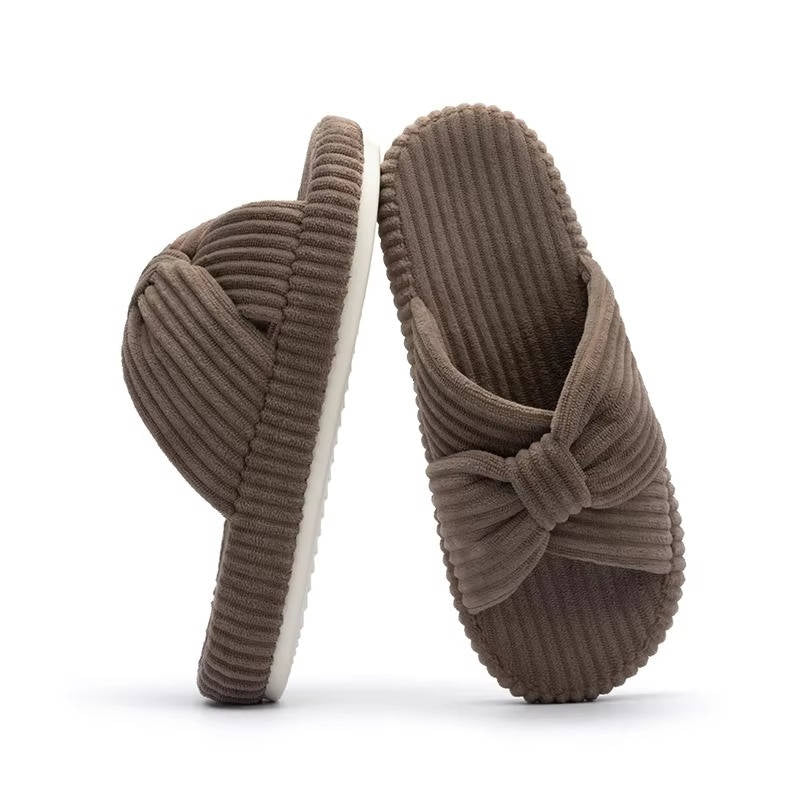 Women's Soft Corduroy Arch Support Slippers | Comfortable Open Toe Design for Home Wear 13