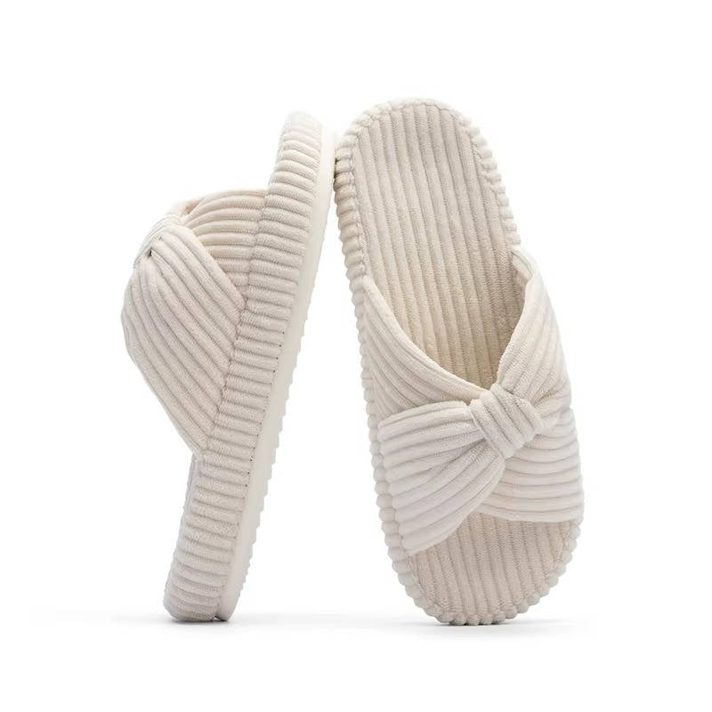 Women's Soft Corduroy Arch Support Slippers | Comfortable Open Toe Design for Home Wear 4