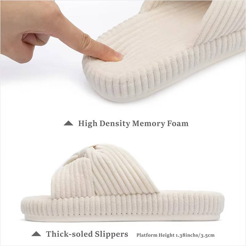 Women's Soft Corduroy Arch Support Slippers | Comfortable Open Toe Design for Home Wear 6