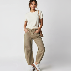 Women's Soft Denim Barrel Jeans | Relaxed High-Waist Fashion Pants 8