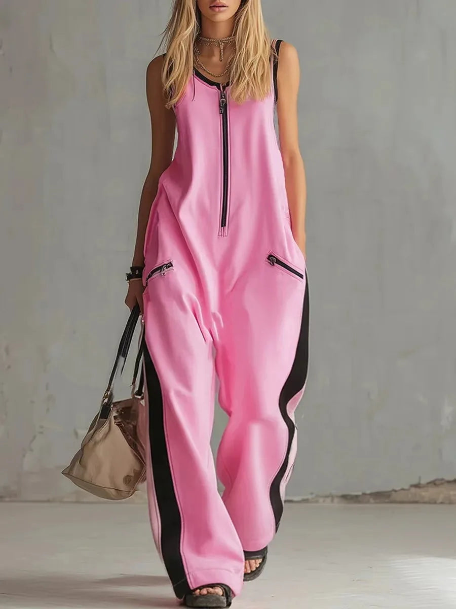 Women's Soft Fabric Utility Jumpsuit | Relaxed Fit Wide-Leg Design 0
