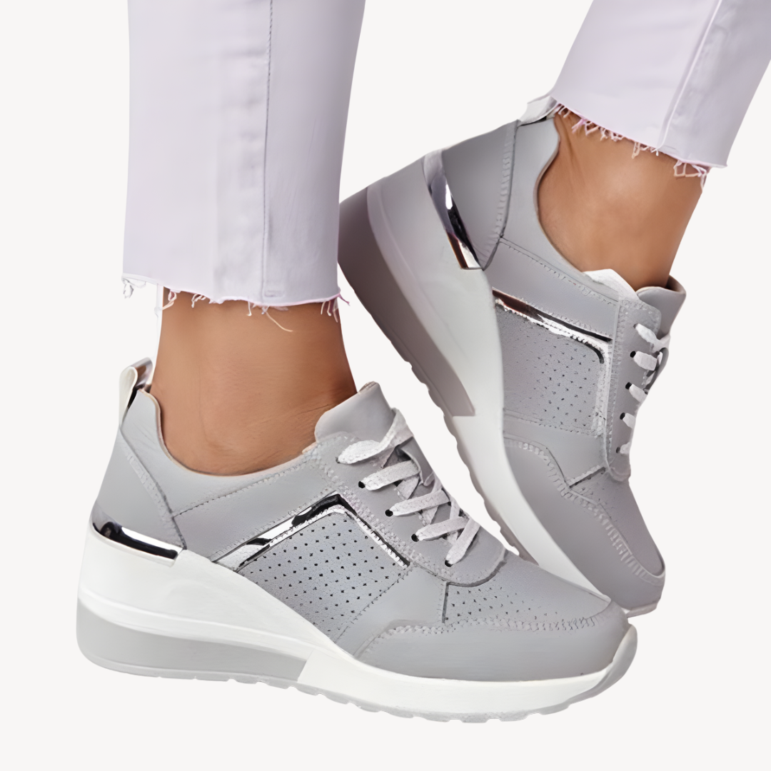 Women's Soft Fabric Wedge Sneakers | Elegant Lace-Up Walking Shoes for Comfort and Style 1