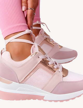 Women's Soft Fabric Wedge Sneakers | Elegant Lace-Up Walking Shoes for Comfort and Style 2