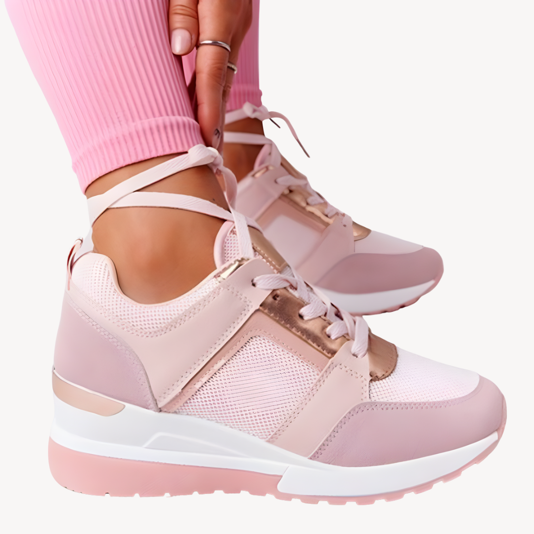 Women's Soft Fabric Wedge Sneakers | Elegant Lace-Up Walking Shoes for Comfort and Style 2