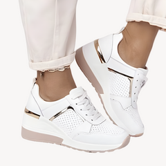 Women's Soft Fabric Wedge Sneakers | Elegant Lace-Up Walking Shoes for Comfort and Style 3