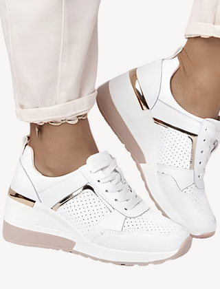 Women's Soft Fabric Wedge Sneakers | Elegant Lace-Up Walking Shoes for Comfort and Style 3