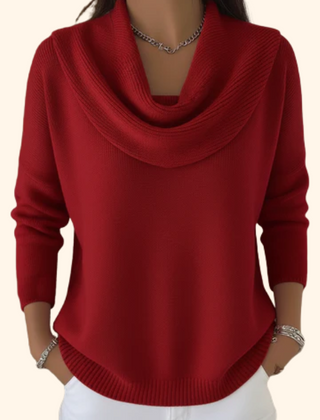 Women's Soft Knit Cowl Neck Sweater | Elegant Draped Design for Winter 0