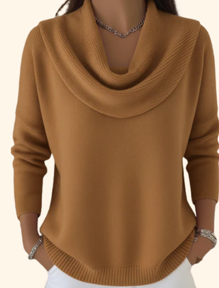 Women's Soft Knit Cowl Neck Sweater | Elegant Draped Design for Winter 1