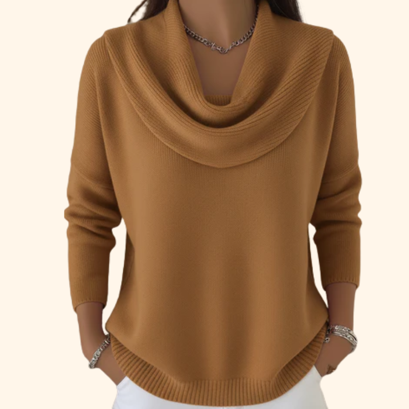 Women's Soft Knit Cowl Neck Sweater | Elegant Draped Design for Winter 1