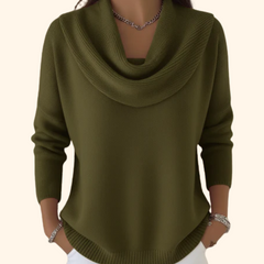 Women's Soft Knit Cowl Neck Sweater | Elegant Draped Design for Winter 2
