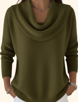 Women's Soft Knit Cowl Neck Sweater | Elegant Draped Design for Winter 2