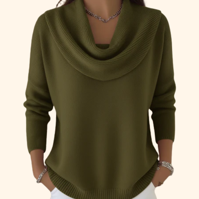 Women's Soft Knit Cowl Neck Sweater | Elegant Draped Design for Winter 2