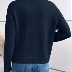 Women's Soft Knit Sweater with Lace Trim | Elegant V-Neck Design for Casual and Professional Wear 2