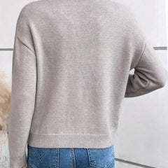 Women's Soft Knit Sweater with Lace Trim | Elegant V-Neck Design for Casual and Professional Wear 4