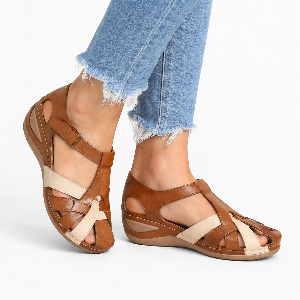 Women's Soft Leather Orthopedic Wedge Sandals | Elegant Comfortable Daily Footwear 0