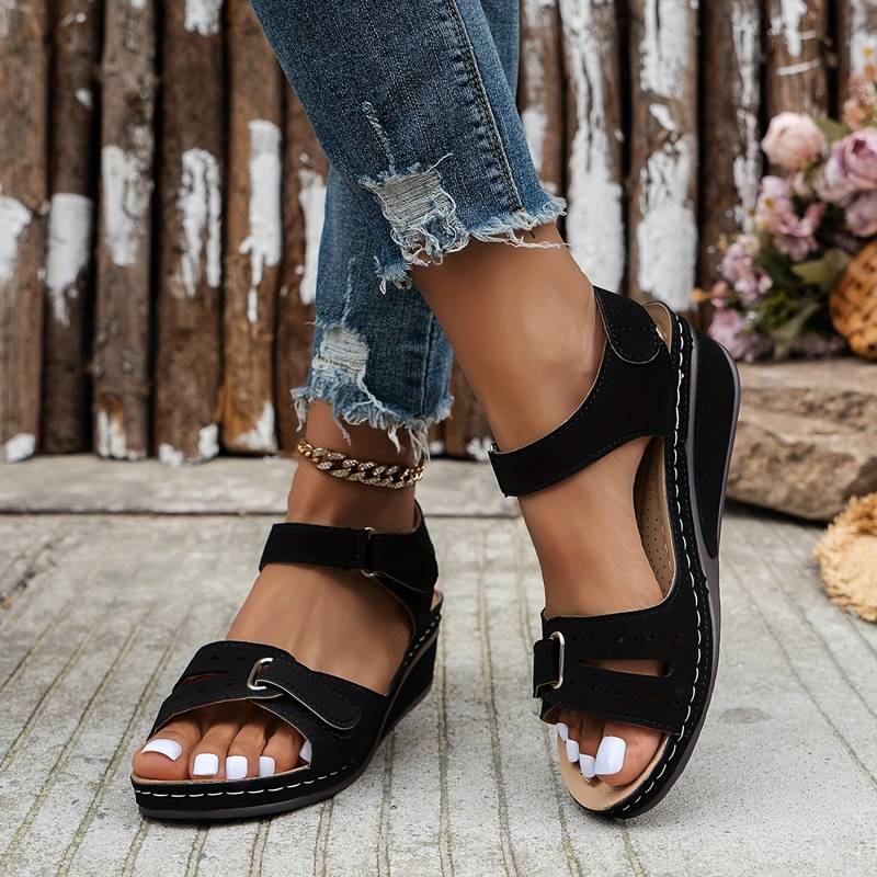 Women's Soft Leather Wedge Sandals | Comfortable Casual Summer Footwear 0