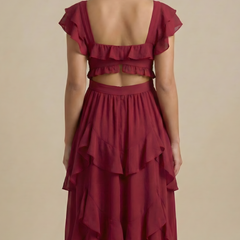 Women's Soft Ruffle Midi Dress | Elegant Flutter Sleeve Summer Cocktail Dress 4