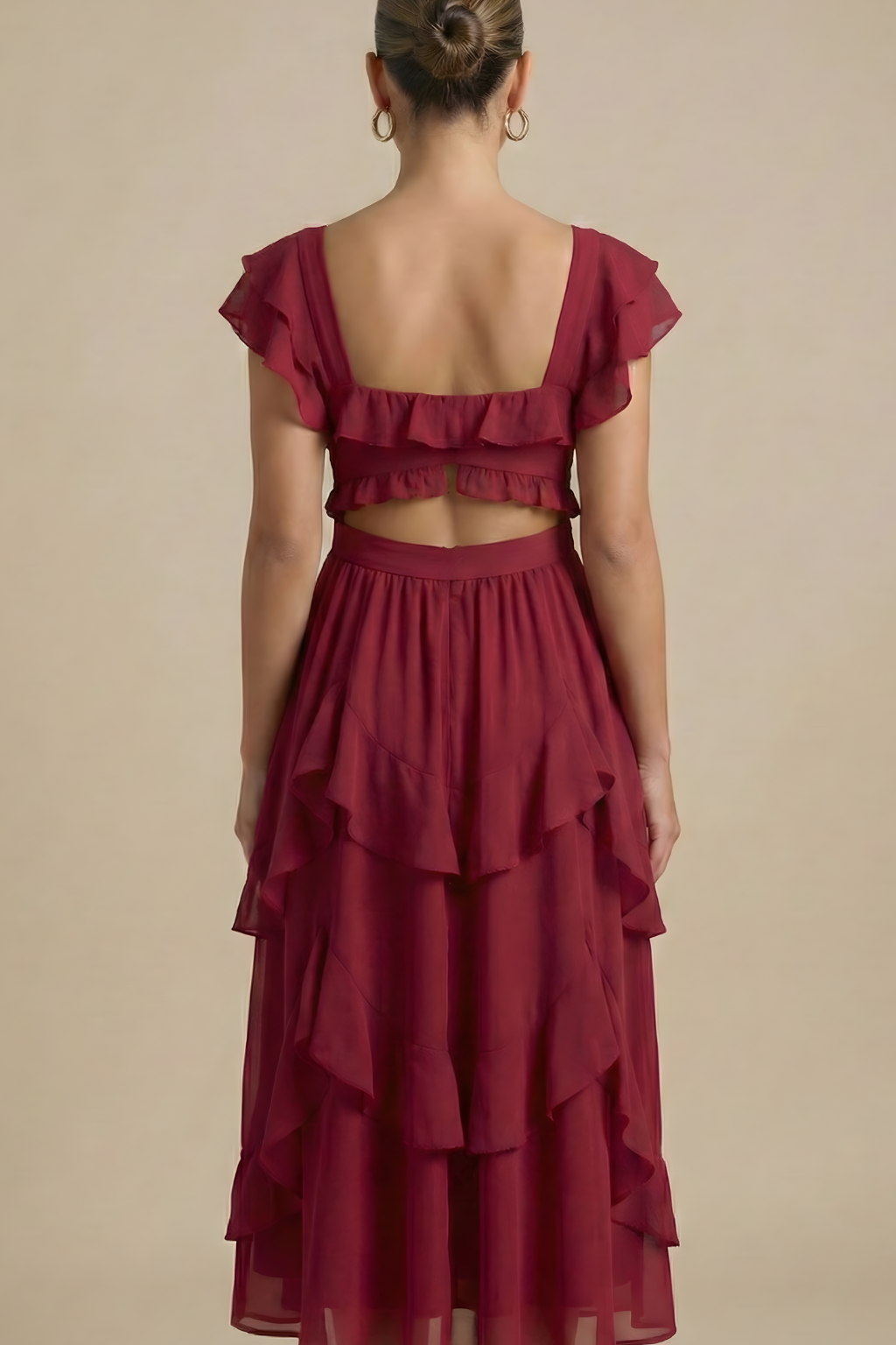 Women's Soft Ruffle Midi Dress | Elegant Flutter Sleeve Summer Cocktail Dress 4