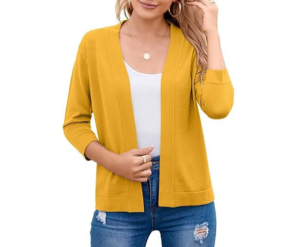 Women's Soft Viscose Cropped Cardigan | Relaxed Open Front Sweater for Casual Outings 13