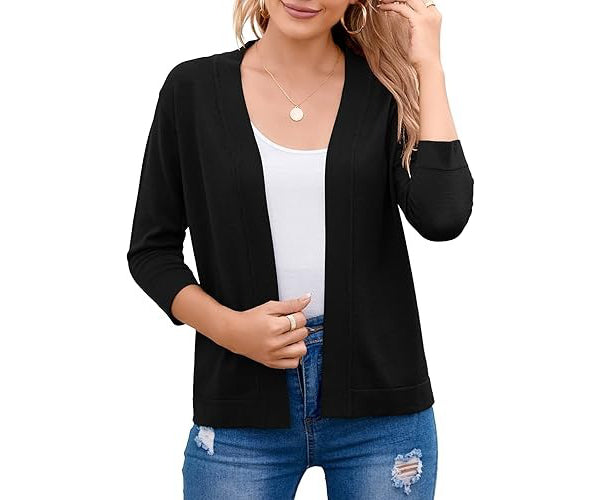 Women's Soft Viscose Cropped Cardigan | Relaxed Open Front Sweater for Casual Outings 2