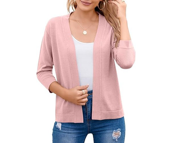 Women's Soft Viscose Cropped Cardigan | Relaxed Open Front Sweater for Casual Outings 4