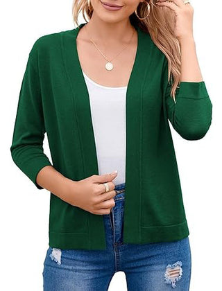Women's Soft Viscose Cropped Cardigan | Relaxed Open Front Sweater for Casual Outings 7