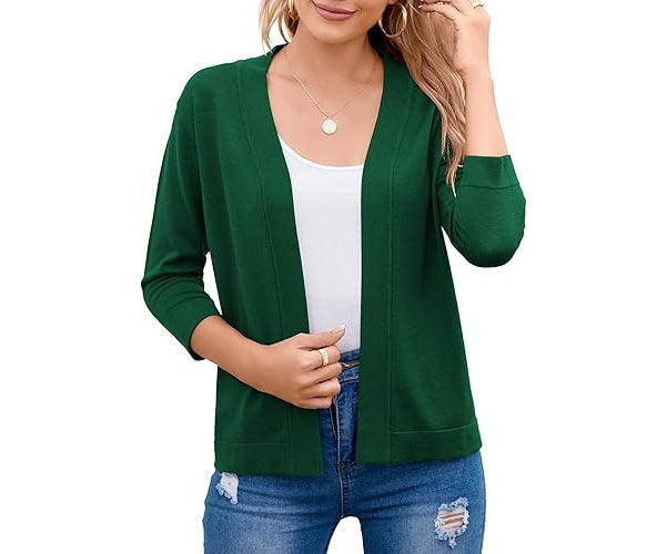 Women's Soft Viscose Cropped Cardigan | Relaxed Open Front Sweater for Casual Outings 7