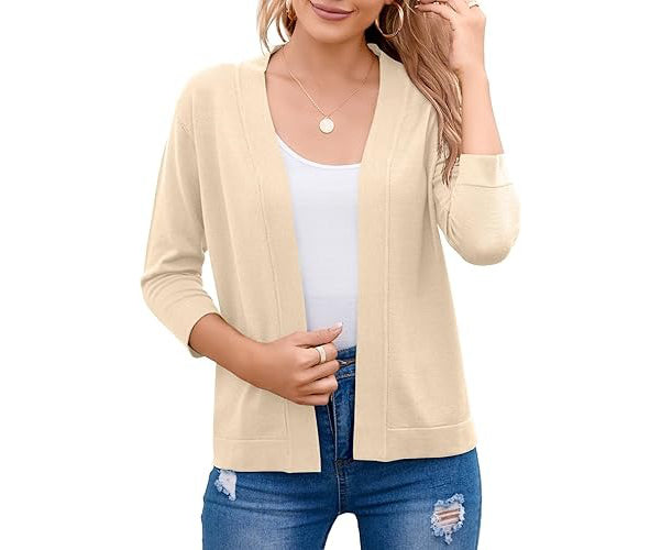 Women's Soft Viscose Cropped Cardigan | Relaxed Open Front Sweater for Casual Outings 8