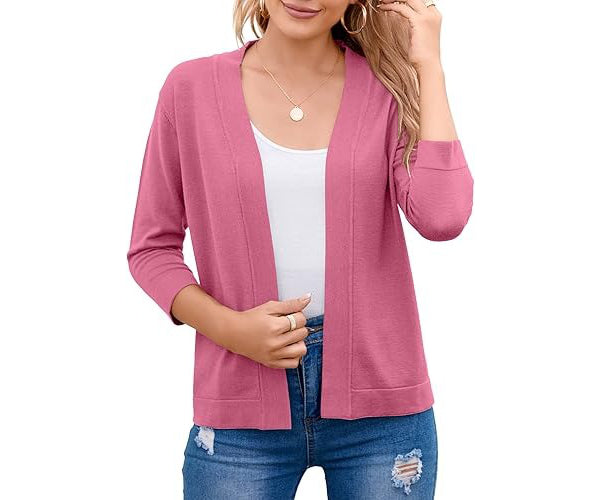 Women's Soft Viscose Cropped Cardigan | Relaxed Open Front Sweater for Casual Outings 9