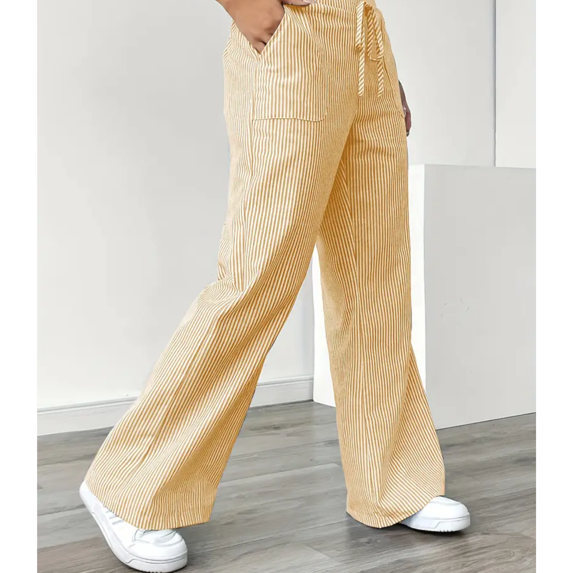 Women's Striped Linen Wide Leg Pants | Elegant Casual Trousers for Summer 1