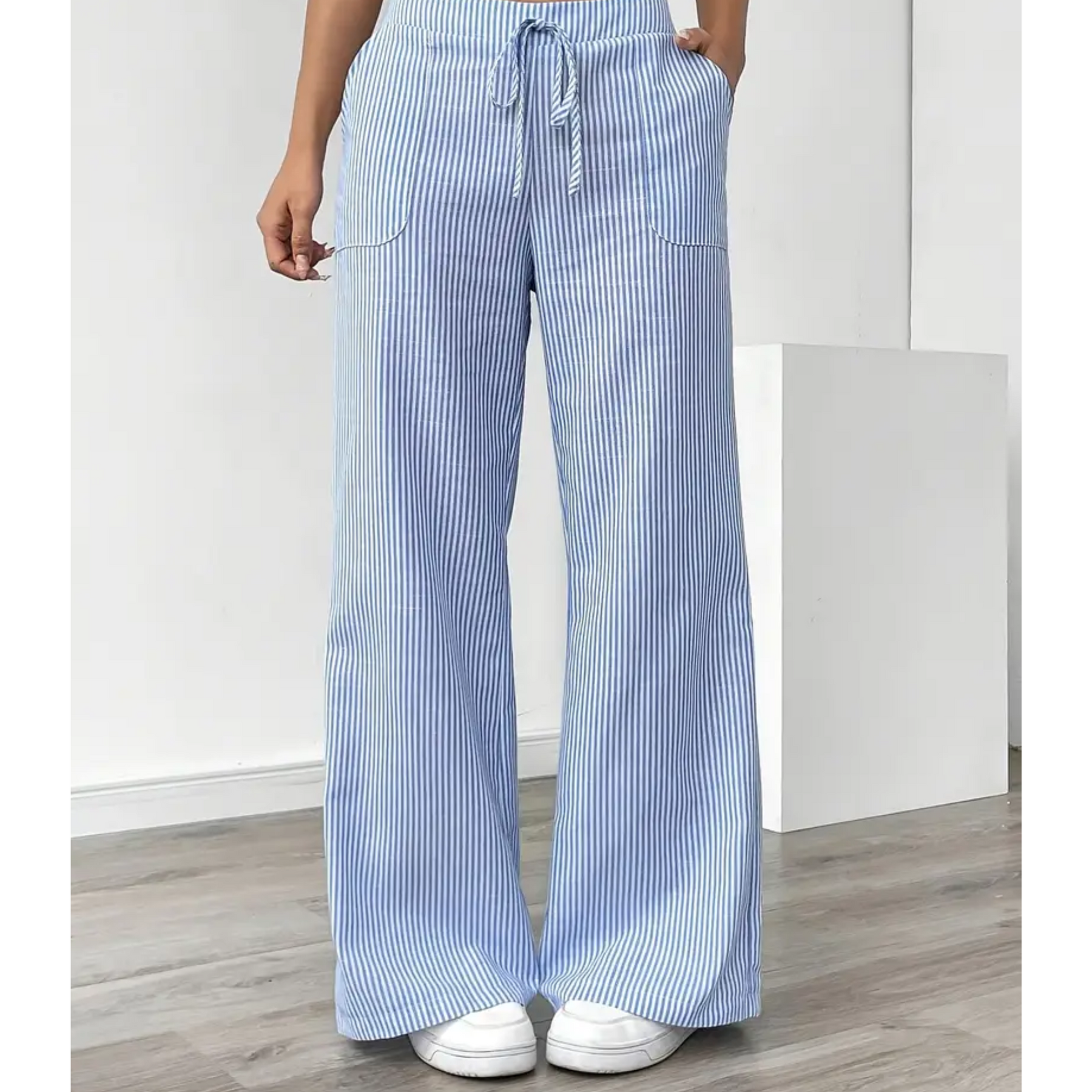 Women's Striped Linen Wide Leg Pants | Elegant Casual Trousers for Summer 2