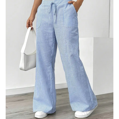 Women's Striped Linen Wide Leg Pants | Elegant Casual Trousers for Summer 3