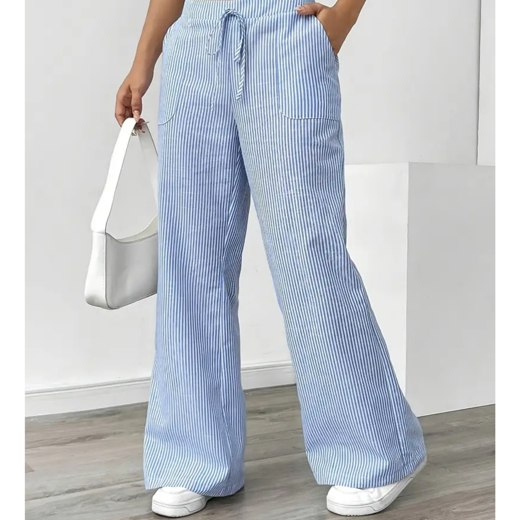 Women's Striped Linen Wide Leg Pants | Elegant Casual Trousers for Summer 3