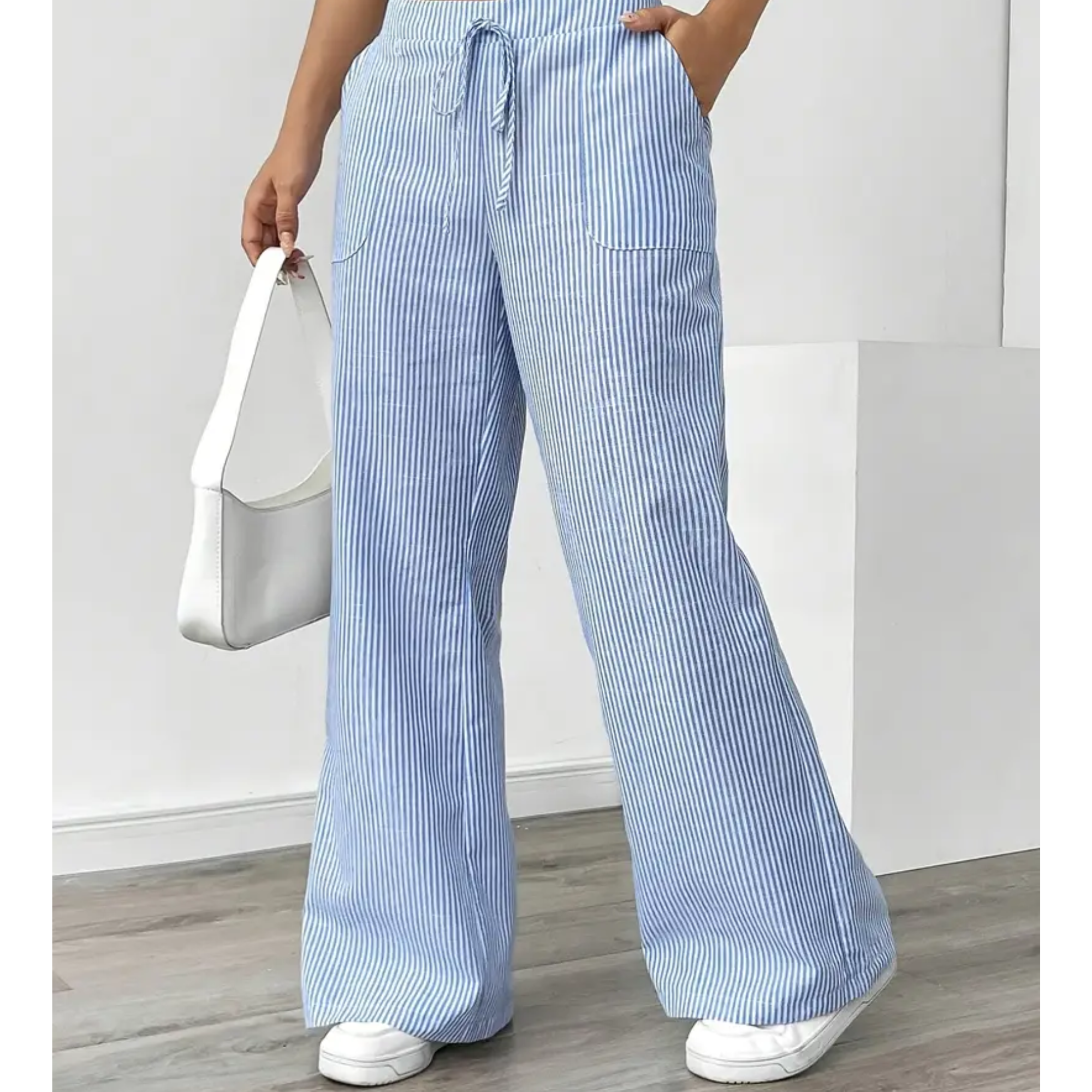 Women's Striped Linen Wide Leg Pants | Elegant Casual Trousers for Summer 3