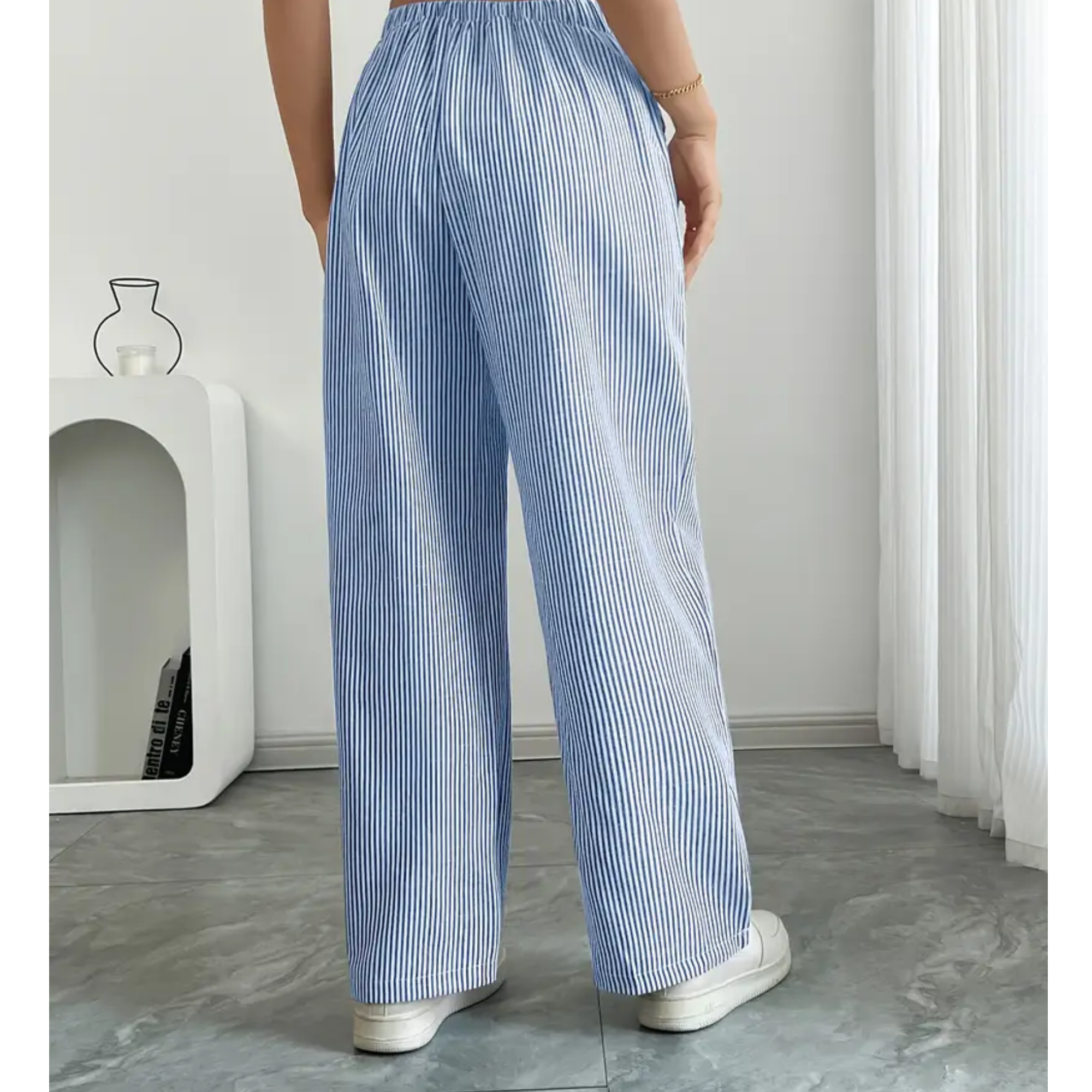 Women's Striped Linen Wide Leg Pants | Elegant Casual Trousers for Summer 4