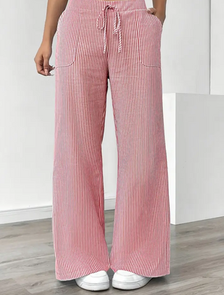 Women's Striped Linen Wide Leg Pants | Elegant Casual Trousers for Summer 6