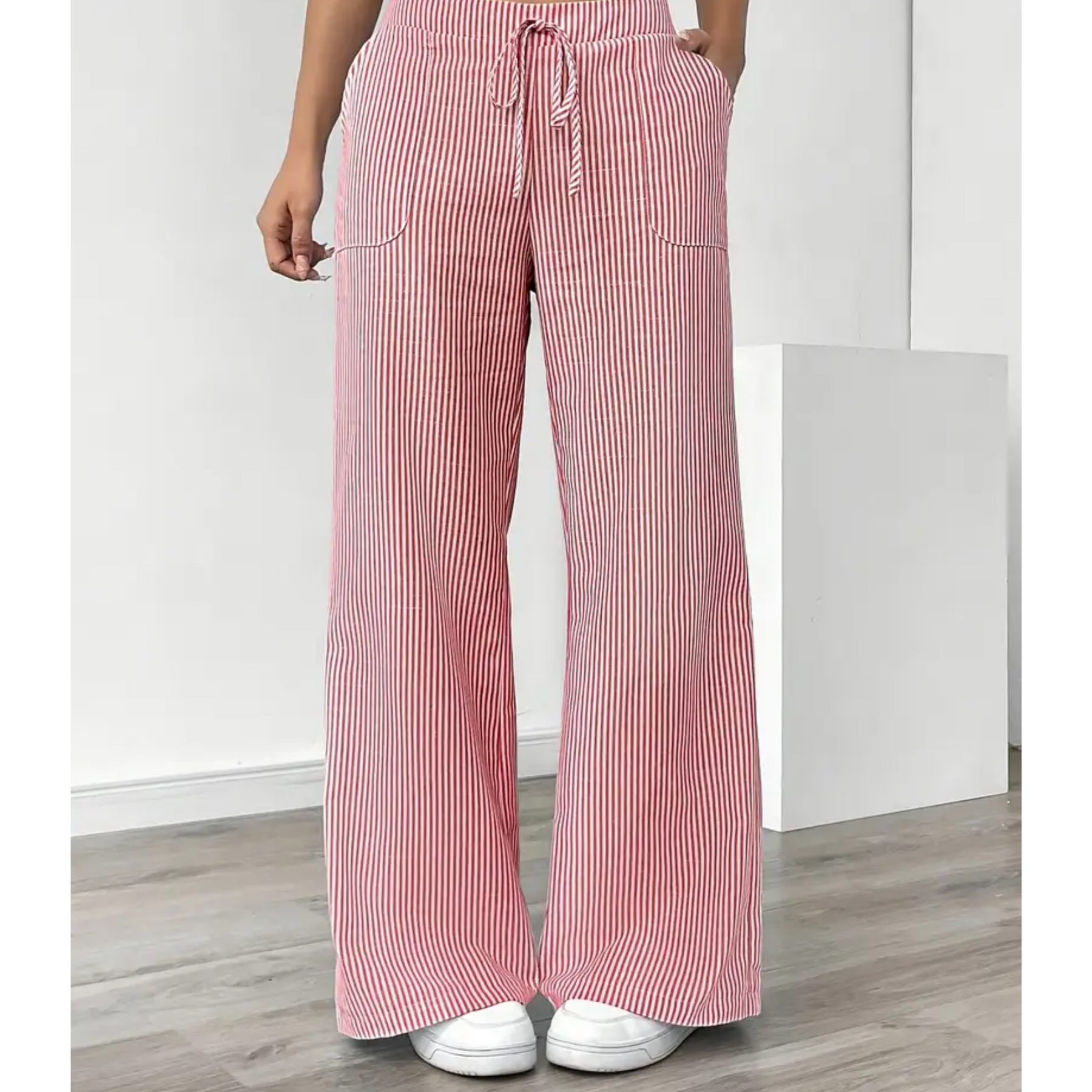 Women's Striped Linen Wide Leg Pants | Elegant Casual Trousers for Summer 6