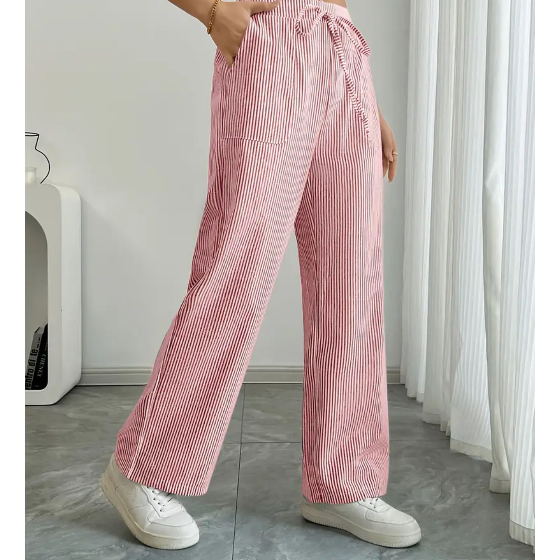 Women's Striped Linen Wide Leg Pants | Elegant Casual Trousers for Summer 7