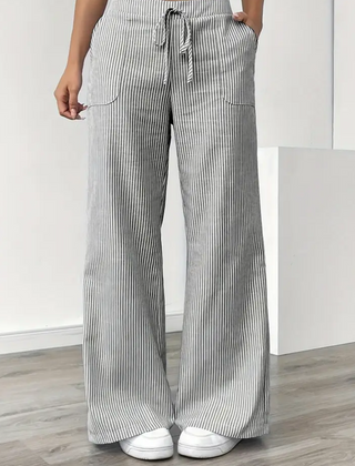 Women's Striped Linen Wide Leg Pants | Elegant Casual Trousers for Summer 8