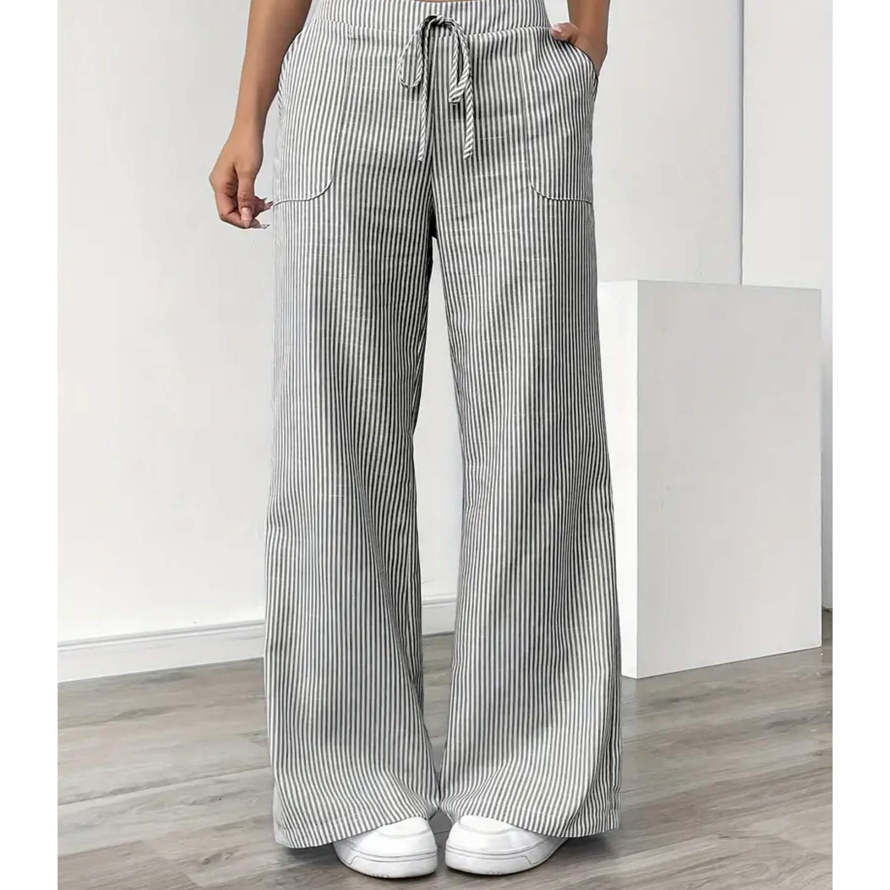 Women's Striped Linen Wide Leg Pants | Elegant Casual Trousers for Summer 8