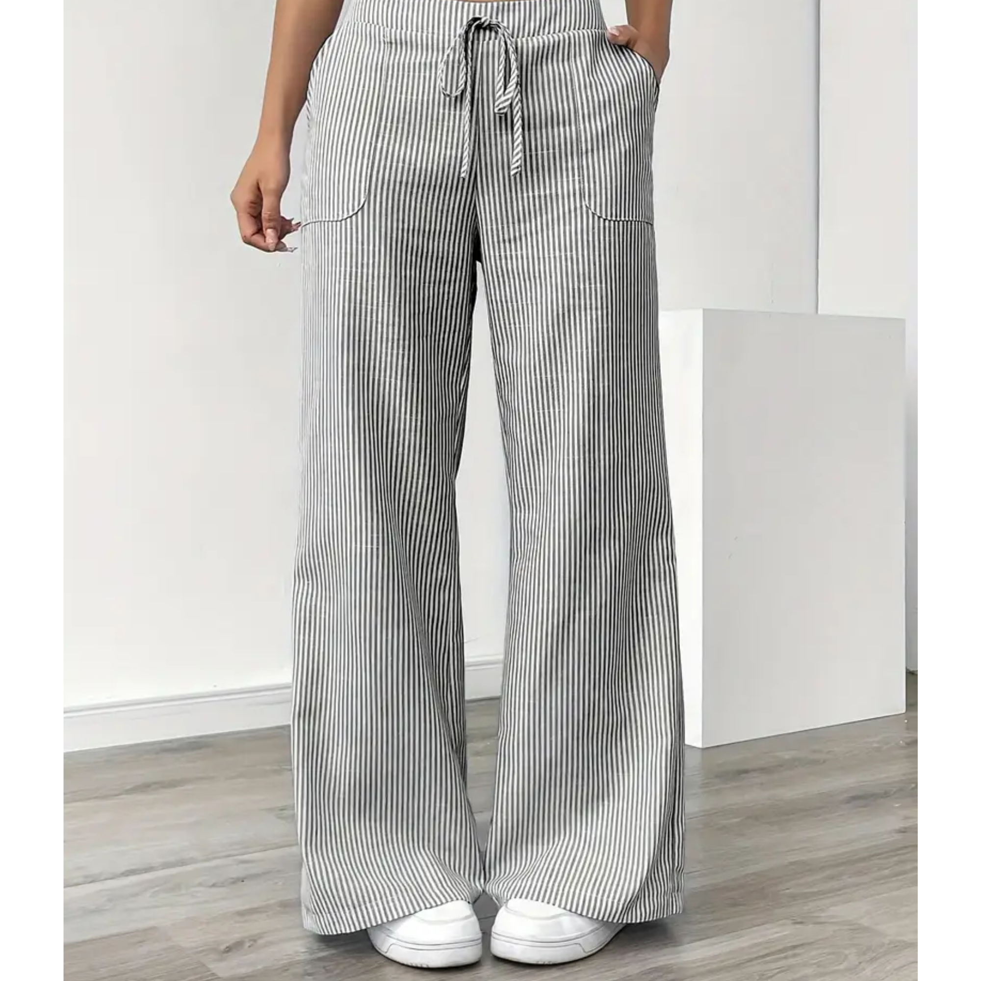 Women's Striped Linen Wide Leg Pants | Elegant Casual Trousers for Summer 8