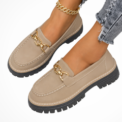 Women's Stylish Leather Chunky Loafers | Elegant Slip-On Platform Shoes 0