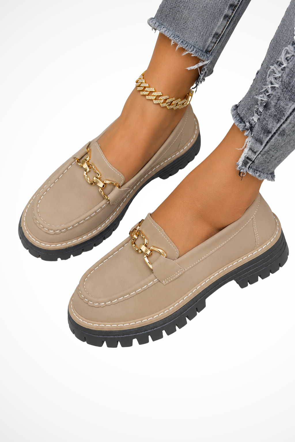 Women's Stylish Leather Chunky Loafers | Elegant Slip-On Platform Shoes 0