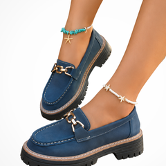 Women's Stylish Leather Chunky Loafers | Elegant Slip-On Platform Shoes 1