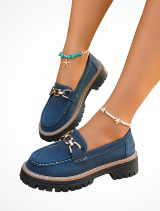 Women's Stylish Leather Chunky Loafers | Elegant Slip-On Platform Shoes 1