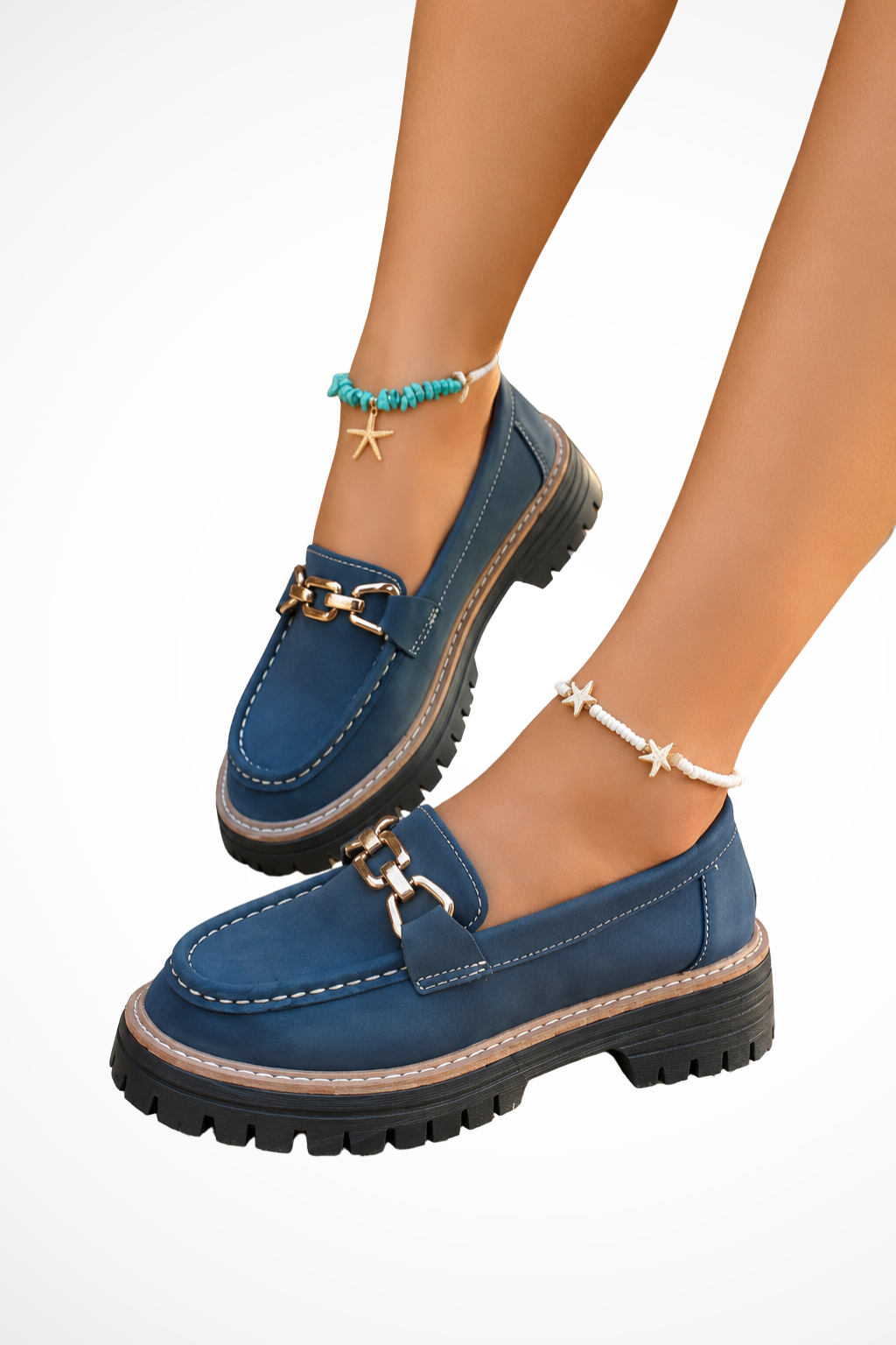 Women's Stylish Leather Chunky Loafers | Elegant Slip-On Platform Shoes 1