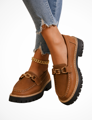Women's Stylish Leather Chunky Loafers | Elegant Slip-On Platform Shoes 2