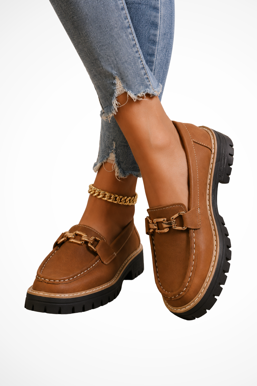 Women's Stylish Leather Chunky Loafers | Elegant Slip-On Platform Shoes 2
