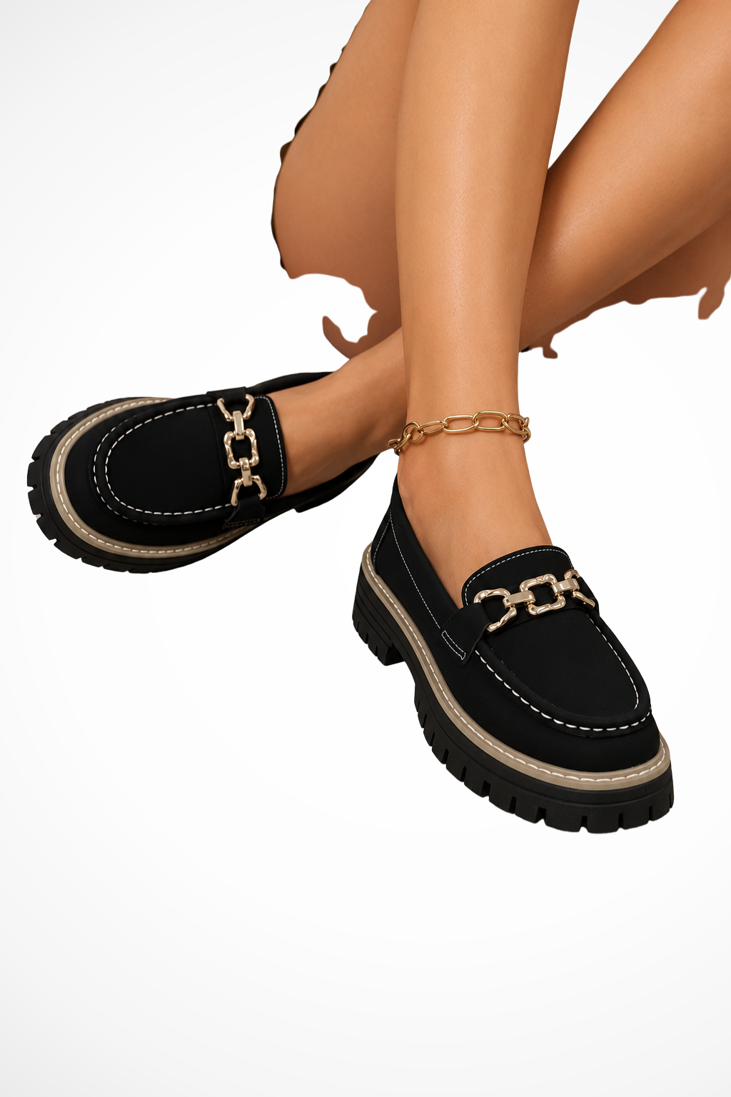 Women's Stylish Leather Chunky Loafers | Elegant Slip-On Platform Shoes 3