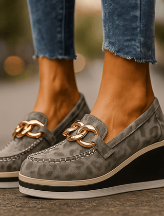Women's Stylish Leather Platform Loafers | Trendy Slip-On Casual Shoes 0